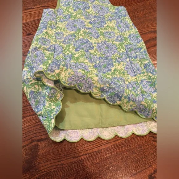 TOMMY BAHAMA~Girls Blue & Green Floral print Scalloped Shift Dress~Size 8~077 - Picture 12 of 15